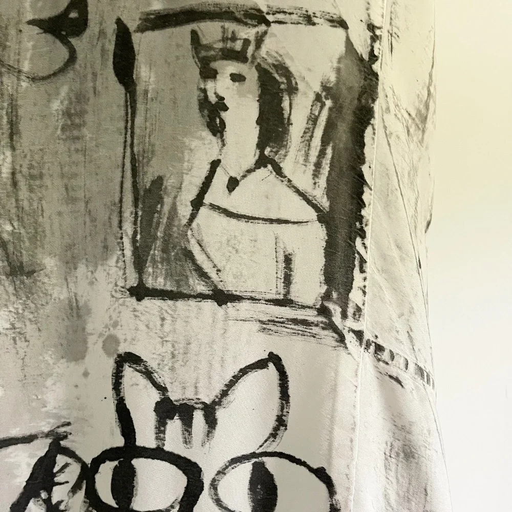 Skifo Handpainted Cat Hi-Lo Tunic Dress, Unique Feline Graphic ~ OS - Picture 8 of 10